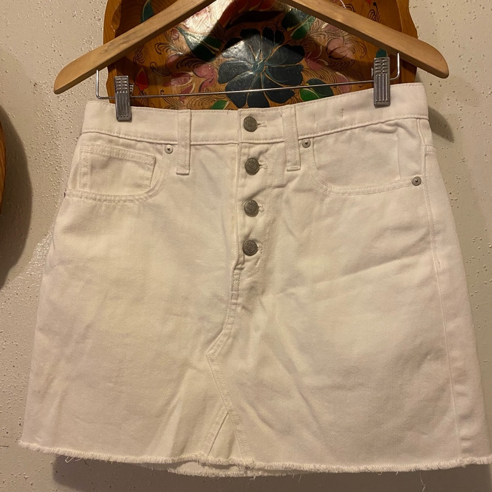 Madewell Rigid Denim A-Line Mini Skirt-Tile White - Picture 2 of 8